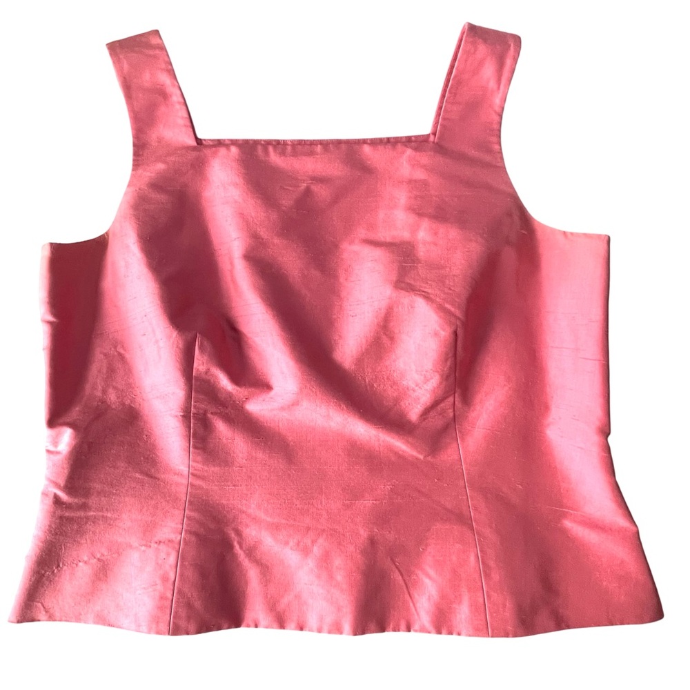 90’s Carlisle Pink Slub Sleeveless Pullover Side Zip Cropped Tank Top Sz14 - Picture 5 of 8